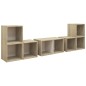 vidaXL Muebles de salón 6 pzas madera ingeniería blanco y roble Sonoma vidaXL Muebles de salón 6 pzas madera ingeniería blanco y roble Sonoma