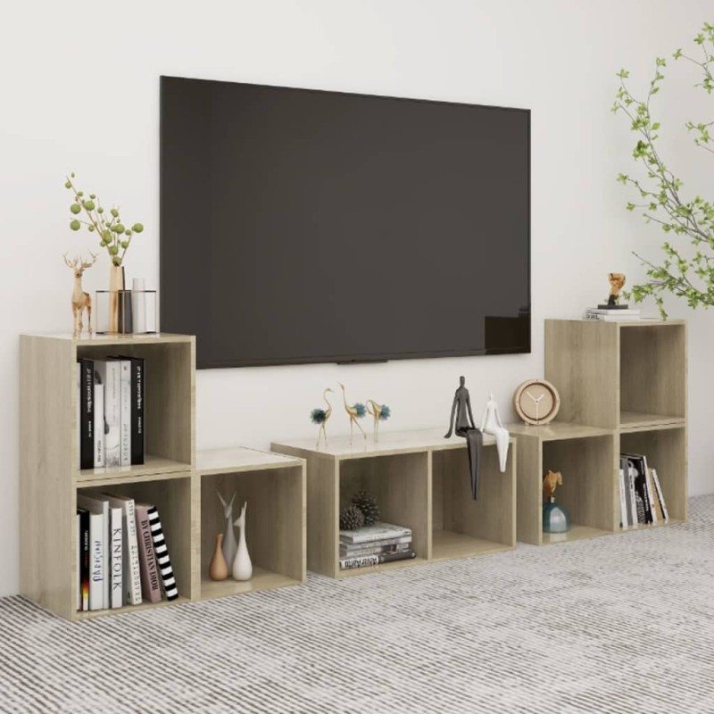 vidaXL Muebles de salón 6 piezas madera de ingeniería roble Sonoma