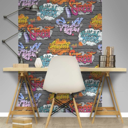 DUTCH WALLCOVERINGS Papel de pared diseño graffiti multicolor L179-01