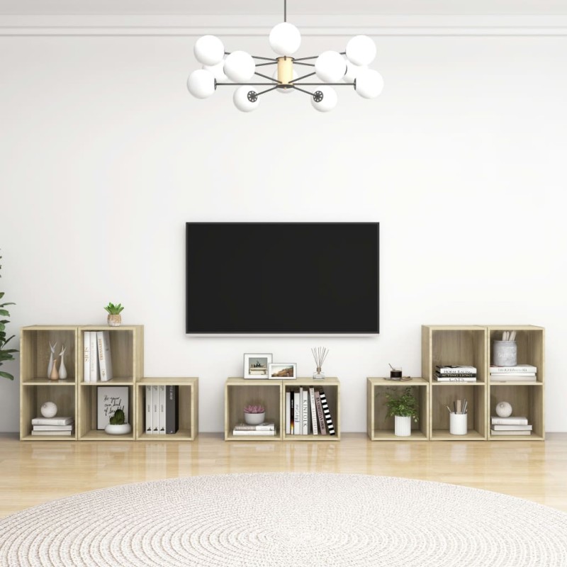 vidaXL Muebles de salón 8 piezas madera de ingeniería roble Sonoma vidaXL Muebles de salón 8 piezas madera de ingeniería roble Sonoma