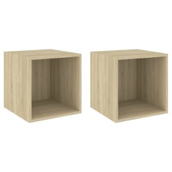 vidaXL Armario de pared 2 uds madera contrachapada roble 37x37x37 cm