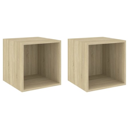 vidaXL Armario de pared 2 uds madera contrachapada roble 37x37x37 cm