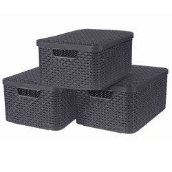 Curver Cajas de almacenaje con tapa Style 3 unidades M gris antracita