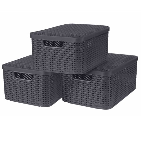 Curver Cajas de almacenaje con tapa Style 3 unidades M gris antracita