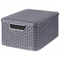Curver Cajas de almacenaje con tapa Style 3 unidades M gris antracita