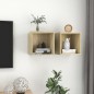 vidaXL Armario de pared 2 uds madera contrachapada roble 37x37x37 cm