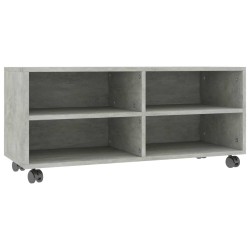 vidaXL Mueble de TV con ruedas contrachapada gris hormigón 90x35x35 cm
