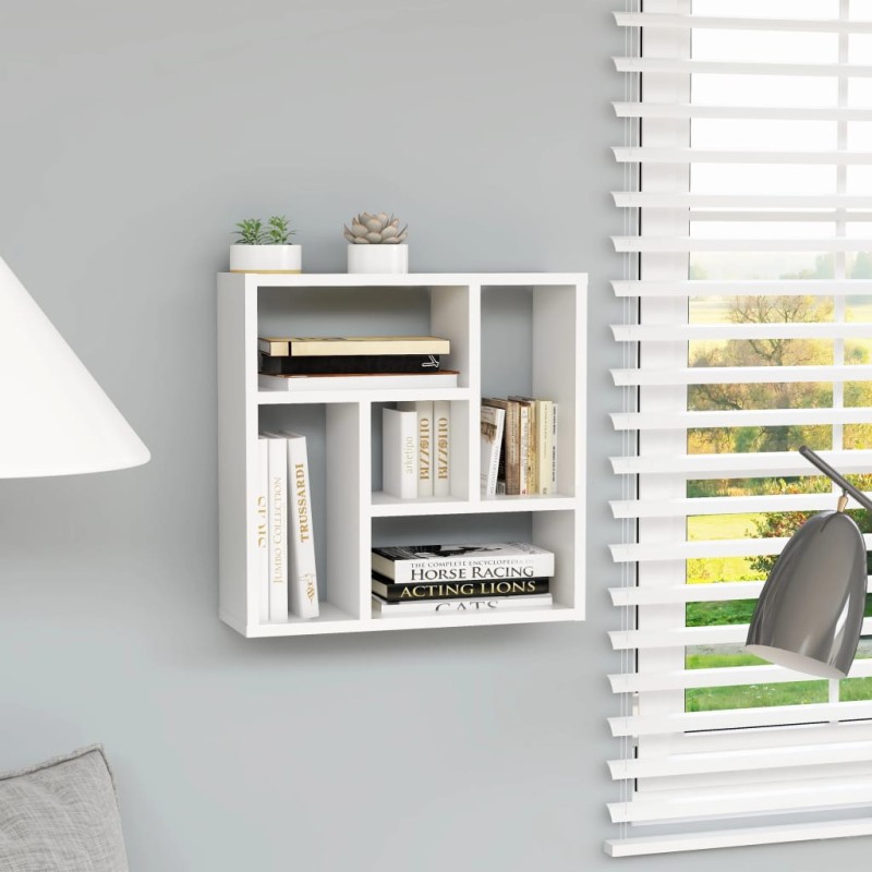 vidaXL Estantería de pared madera contrachapada blanco 45,1x16x45,1 cm vidaXL Estantería de pared madera contrachapada blanco 45,1x16x45,1 cm