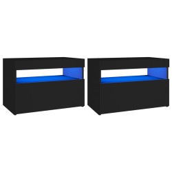 vidaXL Muebles de TV con luces LED 2 uds negro 60x35x40 cm