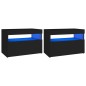 vidaXL Muebles de TV con luces LED 2 uds negro 60x35x40 cm