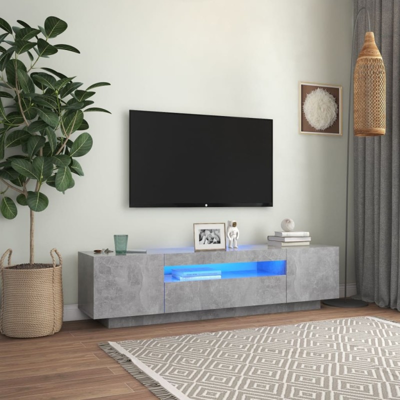 vidaXL Mueble de TV con luces LED gris hormigón 160x35x40 cm vidaXL Mueble de TV con luces LED gris hormigón 160x35x40 cm
