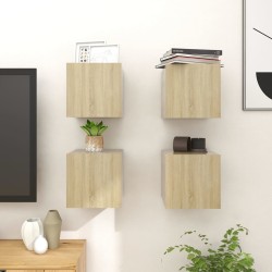 vidaXL Muebles de salón de pared 4 uds roble Sonoma 30,5x30x30 cm