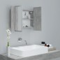 vidaXL Armario espejo baño luz LED acrílico gris hormigón 60x12x45 cm