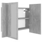 vidaXL Armario espejo baño luz LED acrílico gris hormigón 60x12x45 cm