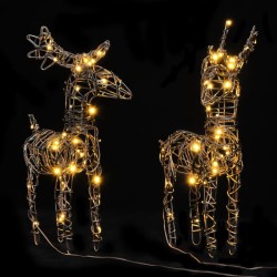 vidaXL Renos de Navidad 4 unidades ratán 240 LEDs blanco cálido