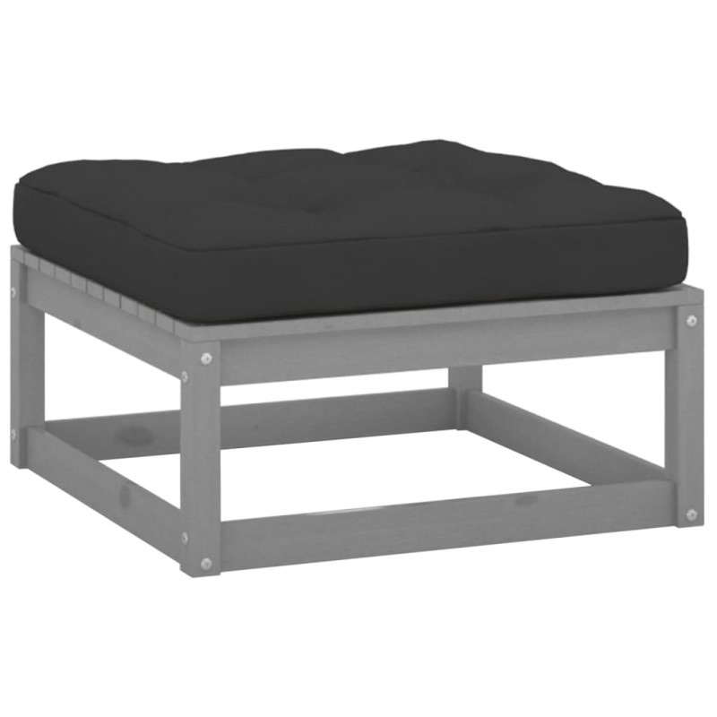 vidaXL Taburetes de jardín con cojines madera maciza de pino gris vidaXL Taburetes de jardín con cojines madera maciza de pino gris