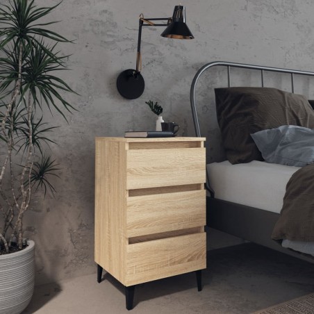 vidaXL Mesita de noche y patas de metal roble Sonoma 40x35x69 cm
