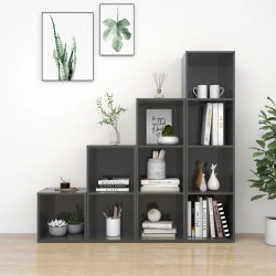 vidaXL Muebles de salón 4 piezas madera de ingeniería gris brillo