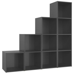 vidaXL Muebles de salón 4 piezas madera de ingeniería gris brillo