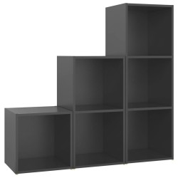 vidaXL Muebles de salón 3 piezas madera de ingeniería gris