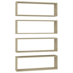 vidaXL Estante cubo pared 4uds contrachapado roble Sonoma 80x15x26,5cm