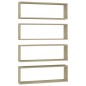 vidaXL Estante cubo pared 4uds contrachapado roble Sonoma 80x15x26,5cm vidaXL Estante cubo pared 4uds contrachapado roble Sonoma 80x15x26,5cm