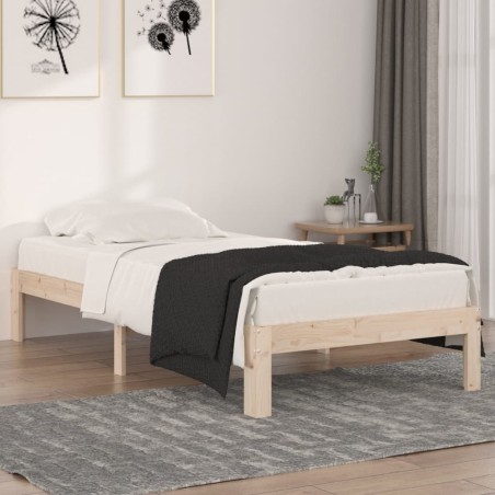 vidaXL Estructura de cama madera maciza 90x190 cm