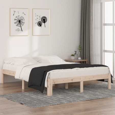 vidaXL Estructura de cama de madera maciza de pino 140x190 cm