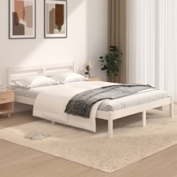 vidaXL Estructura de cama madera maciza pino blanco 120x190 cm