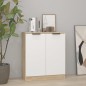 vidaXL Aparador madera contrachapada blanco y roble Sonoma 60x30x70 cm vidaXL Aparador madera contrachapada blanco y roble Sonoma 60x30x70 cm