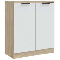 vidaXL Aparador madera contrachapada blanco y roble Sonoma 60x30x70 cm