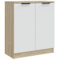 vidaXL Aparador madera contrachapada blanco y roble Sonoma 60x30x70 cm vidaXL Aparador madera contrachapada blanco y roble Sonoma 60x30x70 cm