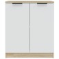 vidaXL Aparador madera contrachapada blanco y roble Sonoma 60x30x70 cm vidaXL Aparador madera contrachapada blanco y roble Sonoma 60x30x70 cm