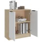 vidaXL Aparador madera contrachapada blanco y roble Sonoma 60x30x70 cm vidaXL Aparador madera contrachapada blanco y roble Sonoma 60x30x70 cm