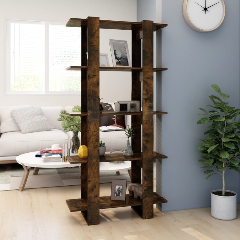 vidaXL Estantería madera contrachapada roble ahumado 80x30x160 cm vidaXL Estantería madera contrachapada roble ahumado 80x30x160 cm