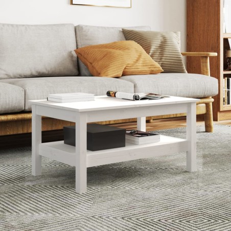 vidaXL Mesa de centro de madera maciza de pino blanco 80x50x40 cm