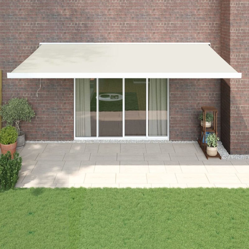 vidaXL Toldo retráctil aluminio y tela color crema 5x3 m vidaXL Toldo retráctil aluminio y tela color crema 5x3 m