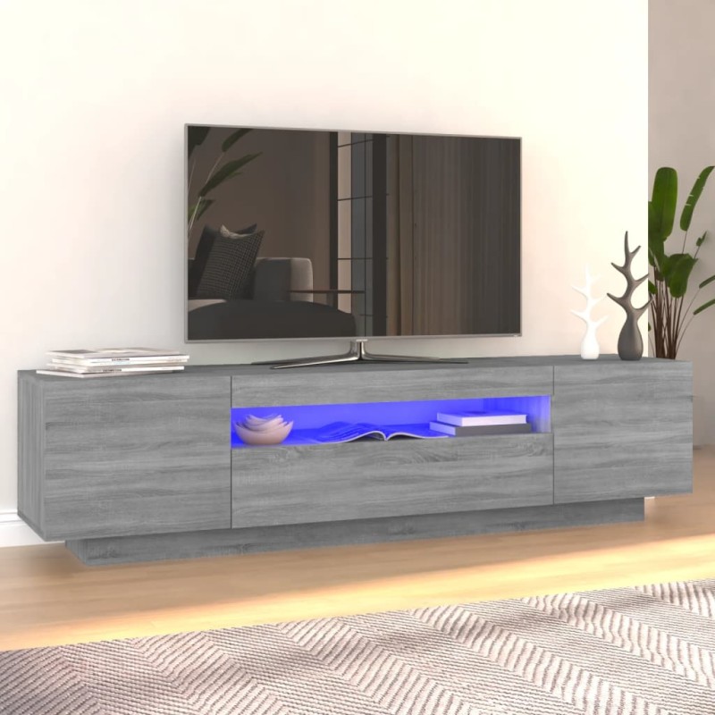 vidaXL Mueble de TV con luces LED gris Sonoma 160x35x40 cm