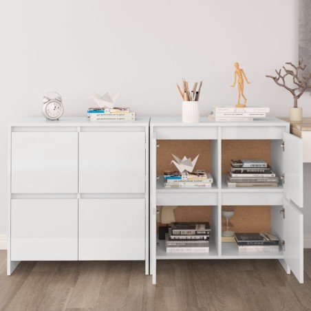 vidaXL Aparadores 2 uds madera de ingeniería blanco brillo 70x41x75 cm