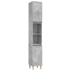 vidaXL Armario de baño madera contrachapada gris hormigón 30x30x190 cm