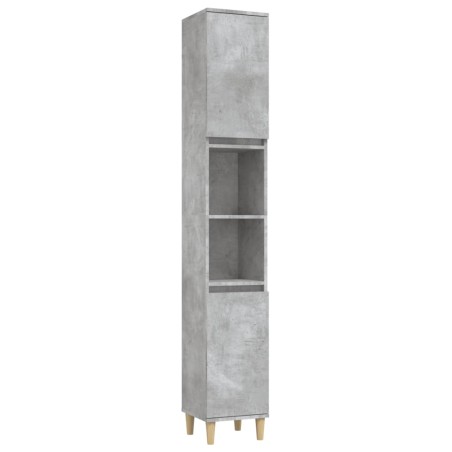 vidaXL Armario de baño madera contrachapada gris hormigón 30x30x190 cm