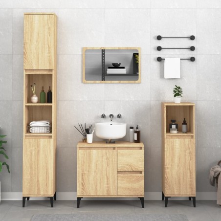vidaXL Armario de baño madera contrachapada roble Sonoma 30x30x190 cm