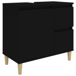 vidaXL Armario de baño madera contrachapada negro 65x33x60 cm