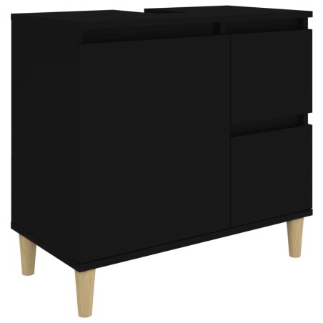 vidaXL Armario de baño madera contrachapada negro 65x33x60 cm