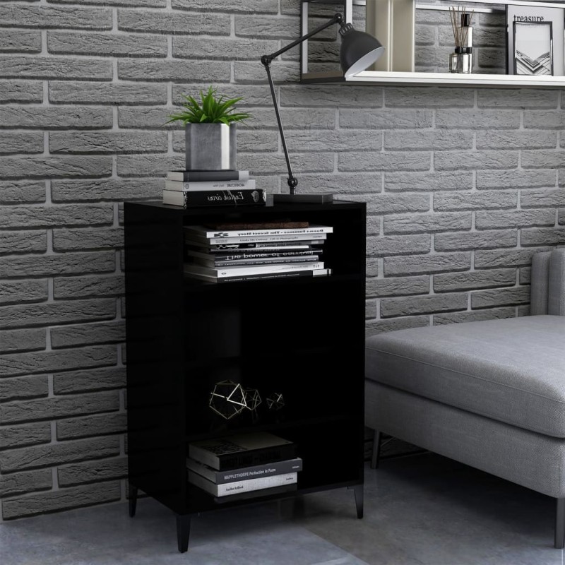 vidaXL Aparador de madera contrachapada negro 57x35x90 cm