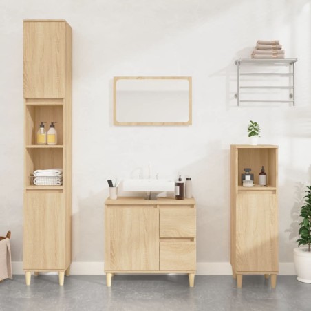 vidaXL Armario de baño madera contrachapada roble Sonoma 65x33x60 cm