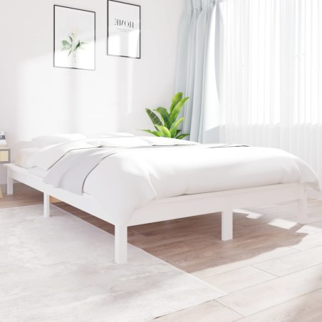 vidaXL Estructura de cama de madera maciza de pino blanco 160x200 cm