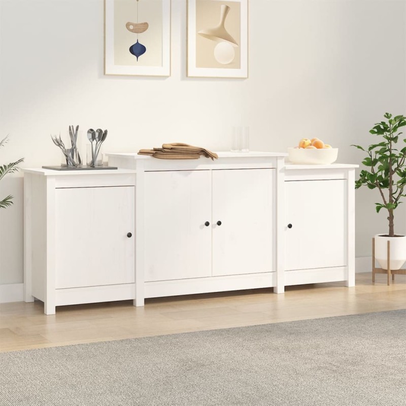 vidaXL Aparador de madera maciza de pino blanco 164x37x68 cm vidaXL Aparador de madera maciza de pino blanco 164x37x68 cm