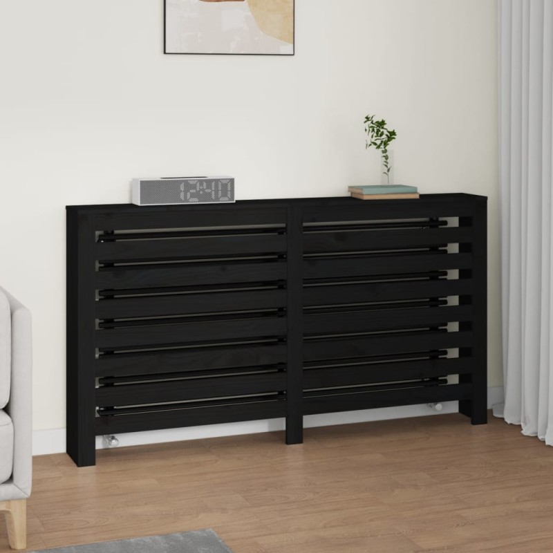 vidaXL Cubierta de radiador madera maciza de pino negro 153x19x84 cm vidaXL Cubierta de radiador madera maciza de pino negro 153x19x84 cm