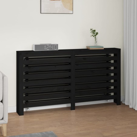 vidaXL Cubierta de radiador madera maciza de pino negro 153x19x84 cm